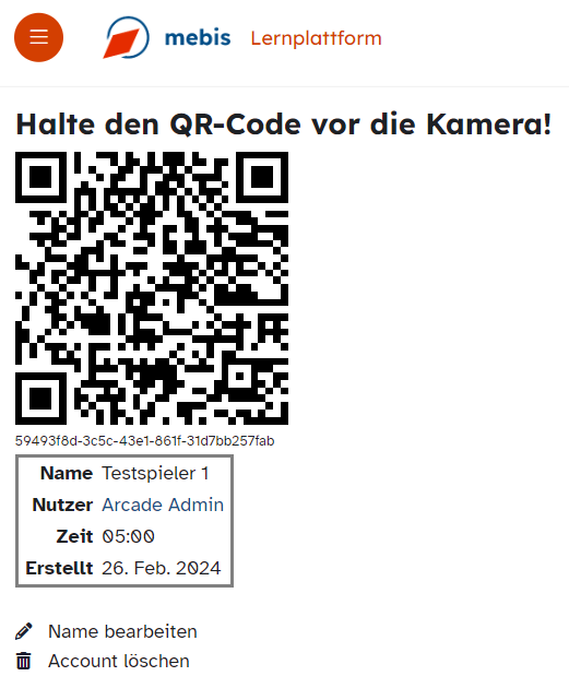 QR-Code auf Lernplattform Mebis